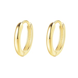 Plain Chunky Hoop Earrings Sterling Silver Gold