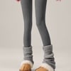 Wool Blend Lightweight Slimming Footed Tights - Grey / One Size