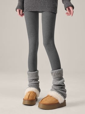 Wool Blend Lightweight Slimming Footed Tights - Grey / One Size