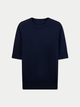 Silk Cashmere Crew Neck T-Shirt - 2XL / mood indigo / MK157-7019/0000