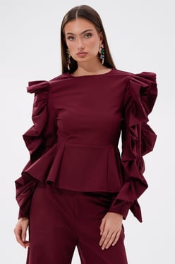 AKIRA Sierra Ruffle Blouse | Size Large