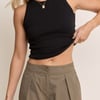 Black Cropped Racer Vest
