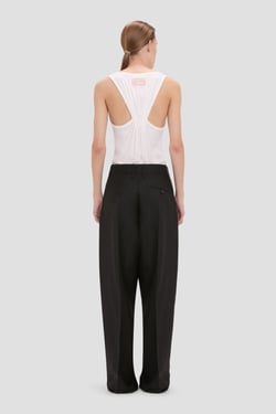 Victoria Beckham Curved Leg Trouser In Black - 14 - Womens