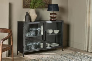 nkuku Takua Iron Sideboard | Storage Furniture | One Size | Dark Grey