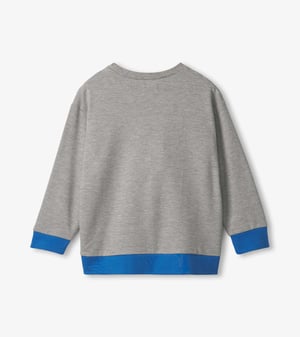 Boys Striped Athletic Grey Pullover Sweatshirt