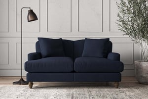 nkuku Deni Small Sofa | Make To Order | Brera Linen Indigo | Brera Linen Sage