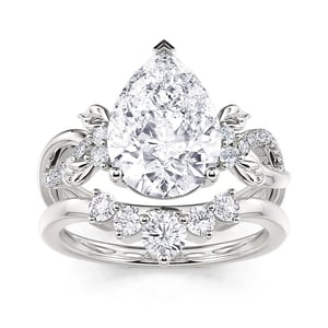 Jeulia Vintage Leaf Pear Cut Wedding Ring Set Sterling Silver