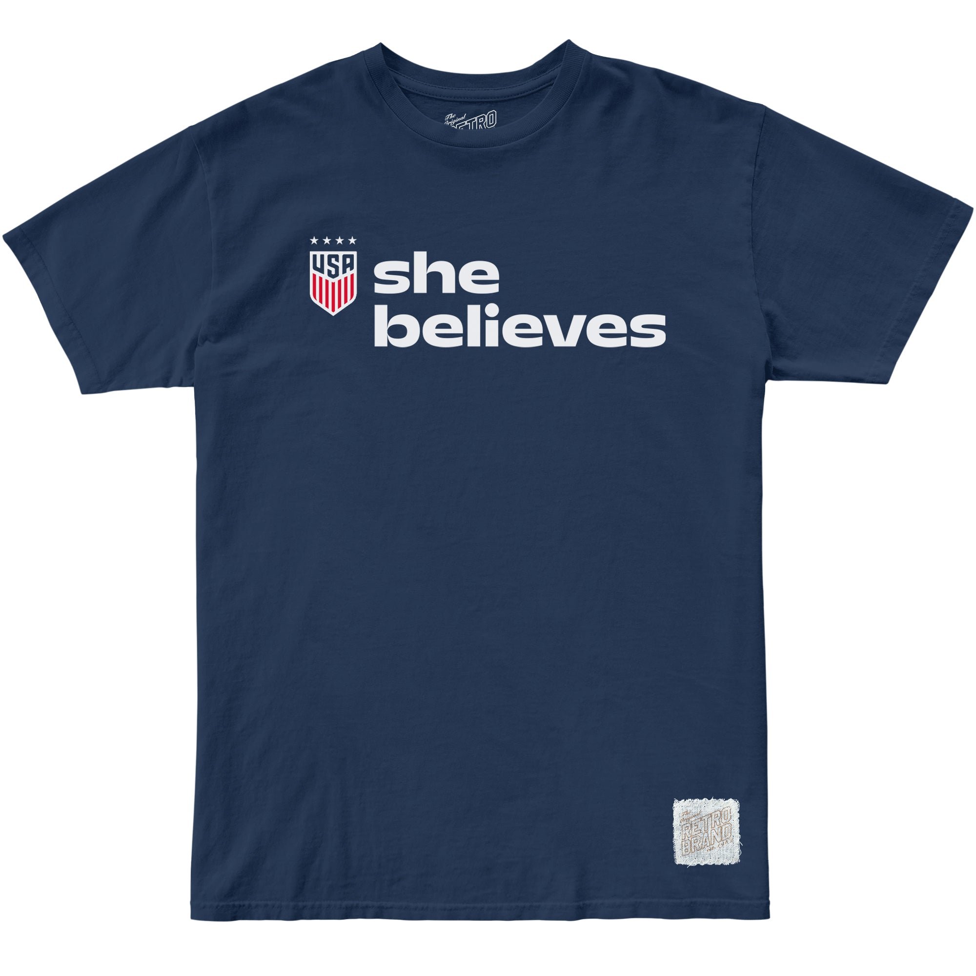 Men's Original Retro Brand USWNT SheBelieves Stacked Navy Tee / 2X
