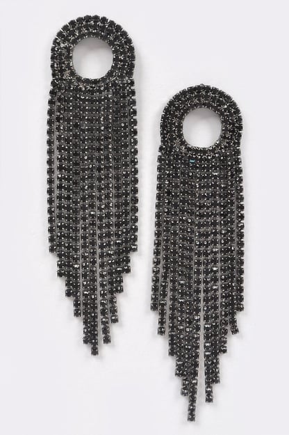 BROADWAY Rhinestone Fringe Drop Earrings: NYFW BYMANYC ® New York