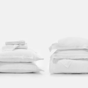 Signature Bedding Set King w/st pillowcases PROSSIONI® White Beach House Linen , Luxury Organic Bedding and Sheet Sets , PROSSIONI