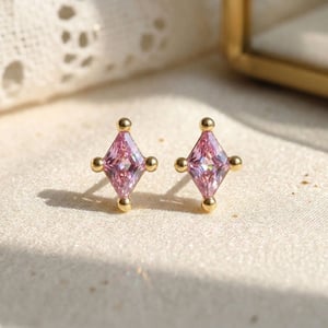 Tiny Pink Tourmaline Stud October Birthstone Earrings