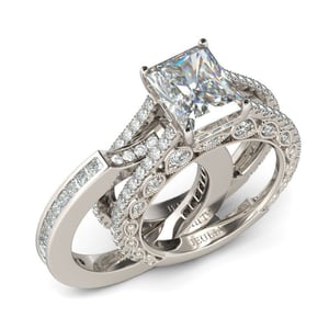 Jeulia Interchangeable Radiant Cut Sterling Silver Ring Set