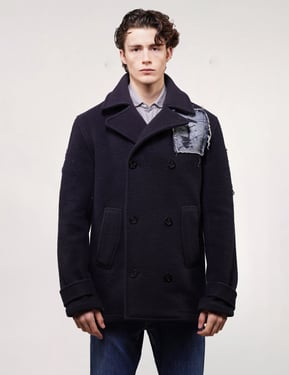 Vintage Double Breasted Wool  Patched Jacket