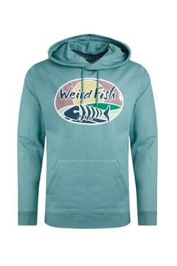 Weird Fish Bryant Front Print Graphic Popover Hoodie Mineral Blue Size 3XL