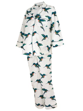 Womens Under-Bump Maternity Cotton Pyjamas White Hummingbird Print - 3XL / 22-24 / White