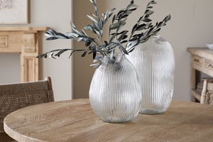 nkuku Linsy Ribbed Glass Vase | Vases & Planters | Large | Clear