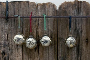 nkuku Baubles Set Of 4 | Christmas Decorations | Antique Gold | 6 cm
