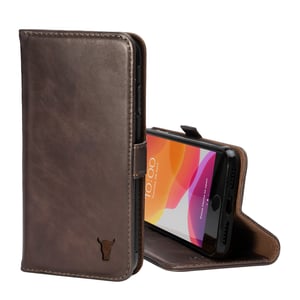 iPhone SE & iPhone 8/7 Leather Wallet Case (with stand function) - Dark Brown