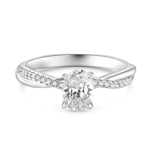 Jeulia Vintage Oval Engagement Ring Twisted Sterling Silver