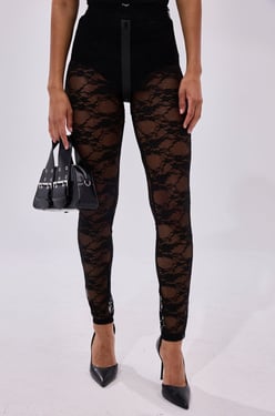 AKIRA Feel Free To Unzip Me Lace Legging | Black | Size 1X