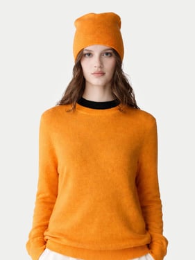 $99 Cashmere Hat & Sweater - XL / apricot / WK203/AK98-620
