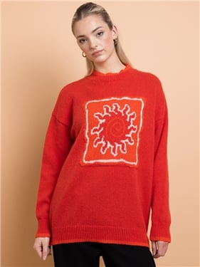 Daisy Street Knitted Sun Jumper - Red - 6