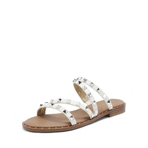 DREAM PAIRS Clear Studded Rhinestone Flat Sandals
