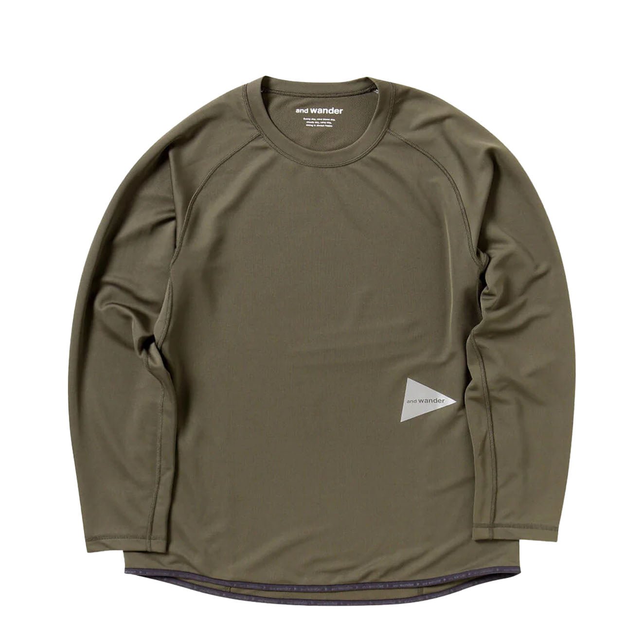 And Wander Dry Jersey Raglan L/S T-Shirt Khaki