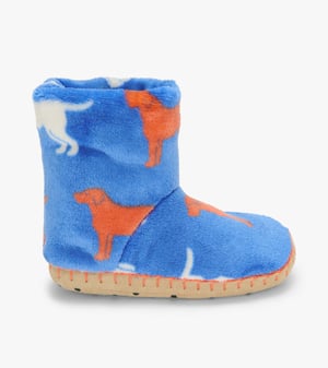 Boys Dog Silhouette Fleece Slippers