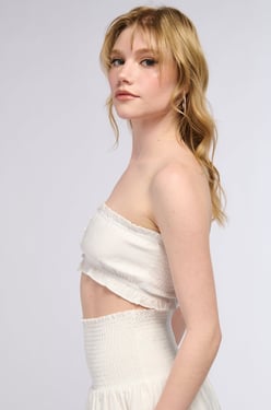 AKIRA The Kylie Smocked Bandeau Top | Size Medium