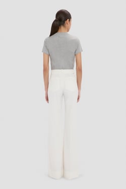 Victoria Beckham Alina Trouser In Ivory - 14 - Womens