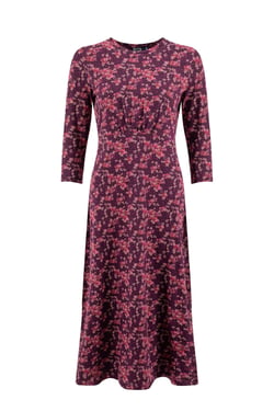 Weird Fish Felicity Printed Jersey Midi Dress Purple Wine Size 8