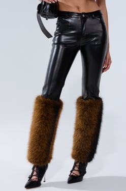 AKIRA Baby Its Cold Outside Faux Leather Pants With Fur Trim | Black | Size 1X