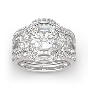 Jeulia 3PC Knot Design Cushion Cut Sterling Silver Ring