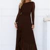 Chic Mesh One Shoulder Maxi Dress Brown