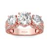 Jeulia Scrollwork Three Stone Round Cut Sterling Silver Ring