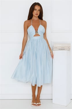 Seabreeze Dreamer Halter Midi Dress Blue