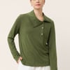 Wool Asymmetric Lapel Fruit Button Decor Top YSABEL - Olive / M