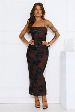 Estelle Mesh Maxi Dress Brown