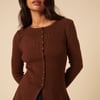 Brown Ribbed Longline Cardigan