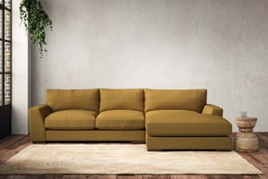 nkuku Guddu Right Hand Chaise Sofa | Make To Order | Medium | Recycled Cotton Ochre