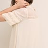 White Pintuck Lace Trim Tally Mini Dress
