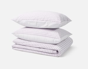 QE Home Cotton Jacquard Duvet Cover, Cotton Set in Seersucker Purple, Textured, King