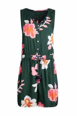 Weird Fish Mare Eco Viscose Printed Playsuit Dusky Green Size 20