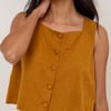 Orange Linen-Blend Button Front Sammie Top