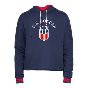 Women's New Era USWNT Fleece Cropped Navy Hoodie / S