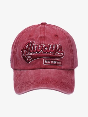 Thesupermade Vintage Embroidered Denim Washed Baseball Cap - Red / One Size