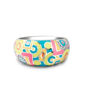 Jeulia "Math Game" Enamel Sterling Silver Women's Band