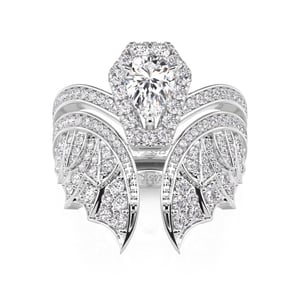 Jeulia Bat Coffin Unique Engagement Ring Set Sterling Silver