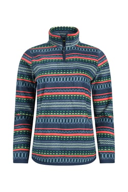 Weird Fish Reena 1/4 Zip Printed Microfleece Deep Sea Blue Size 12